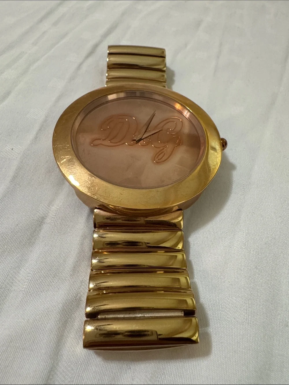 D&G Gold-Tone Round Logo Bracelet Watch